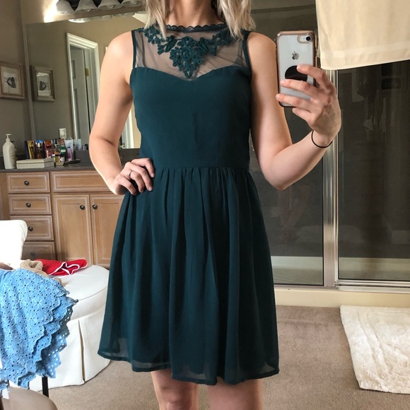 Forever 21 Dresses & Skirts - Dark blue/green embroidered dress